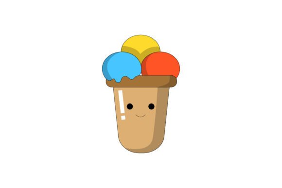 Cute Kawaii Color Ice Cream Graphics