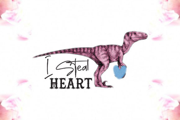 I Steal Heart T-Rex Valentine PNG: Graphics for Crafts