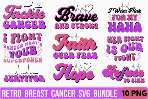 Retro Breast Cancer Svg Bundle: Graphics and Crafts