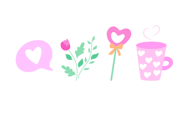 Set Valentine Design Decoration Vector Graphics Freebies