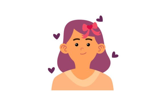 Valentine People Girl With Pink Ribbon Graphics Freebies